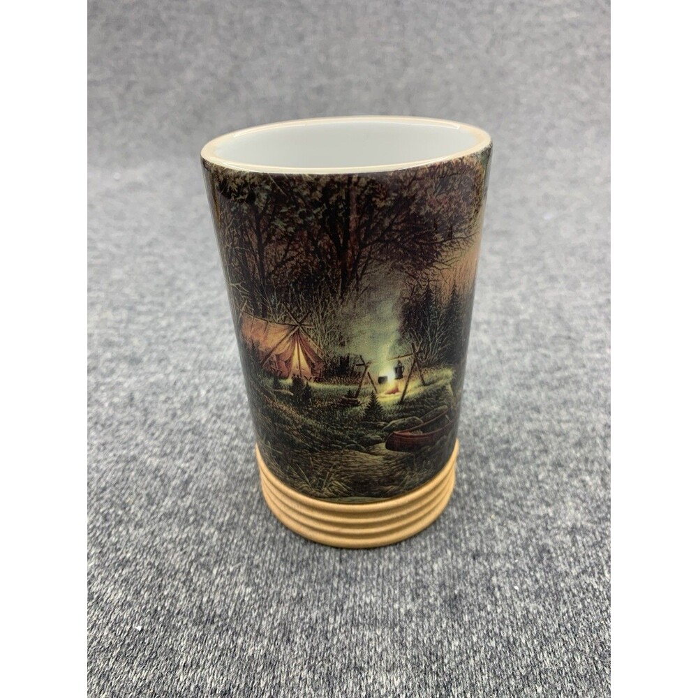 Vintage 1989 Terry Redlin Ceramic Bathroom Cup Desk Pencil Holder Camping